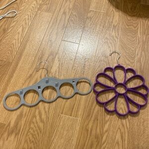 Grey & Purple Velvet  Feel Scarf Belt Tie Holders (Set of 2)